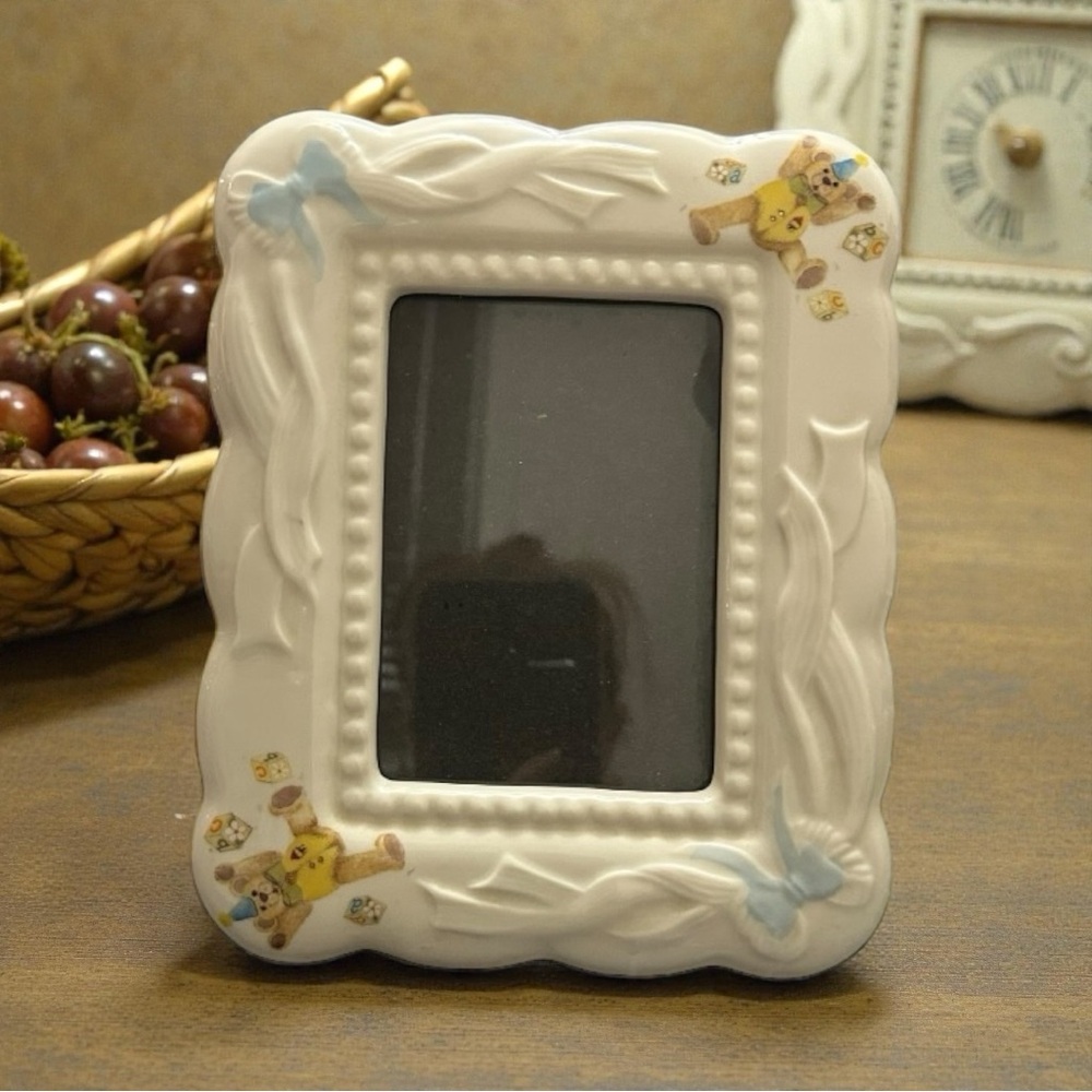 Belleek vintage baby boys porcelain picture frame 4X6”